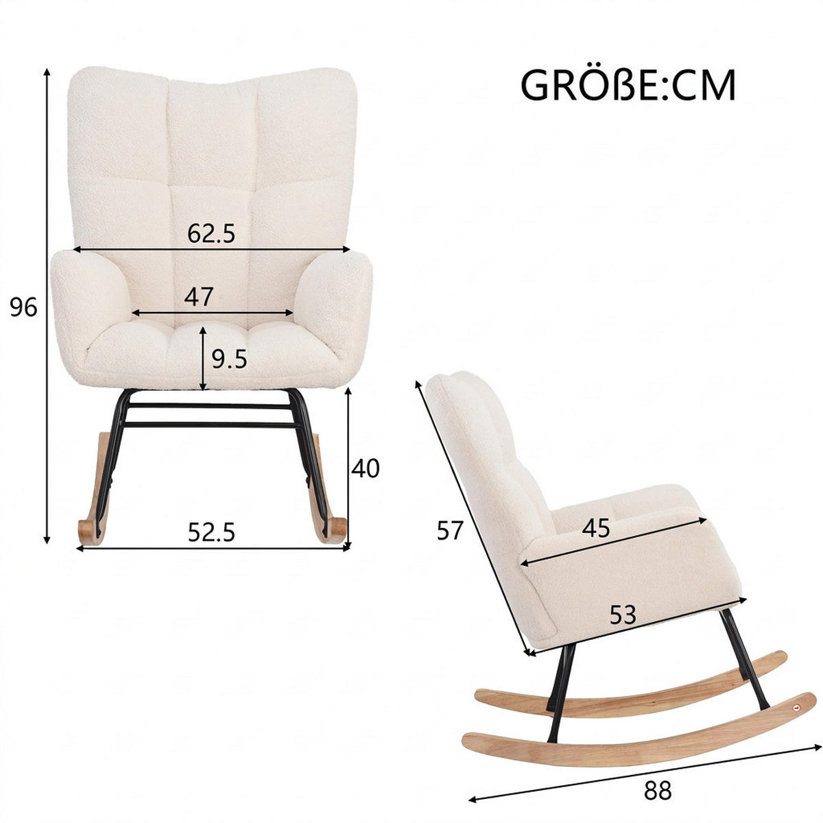 SCHAUKELSTUHL 88/62.5/96 cm Beige Wolle - Beige, Textil (68/42/70cm) - Oxeza