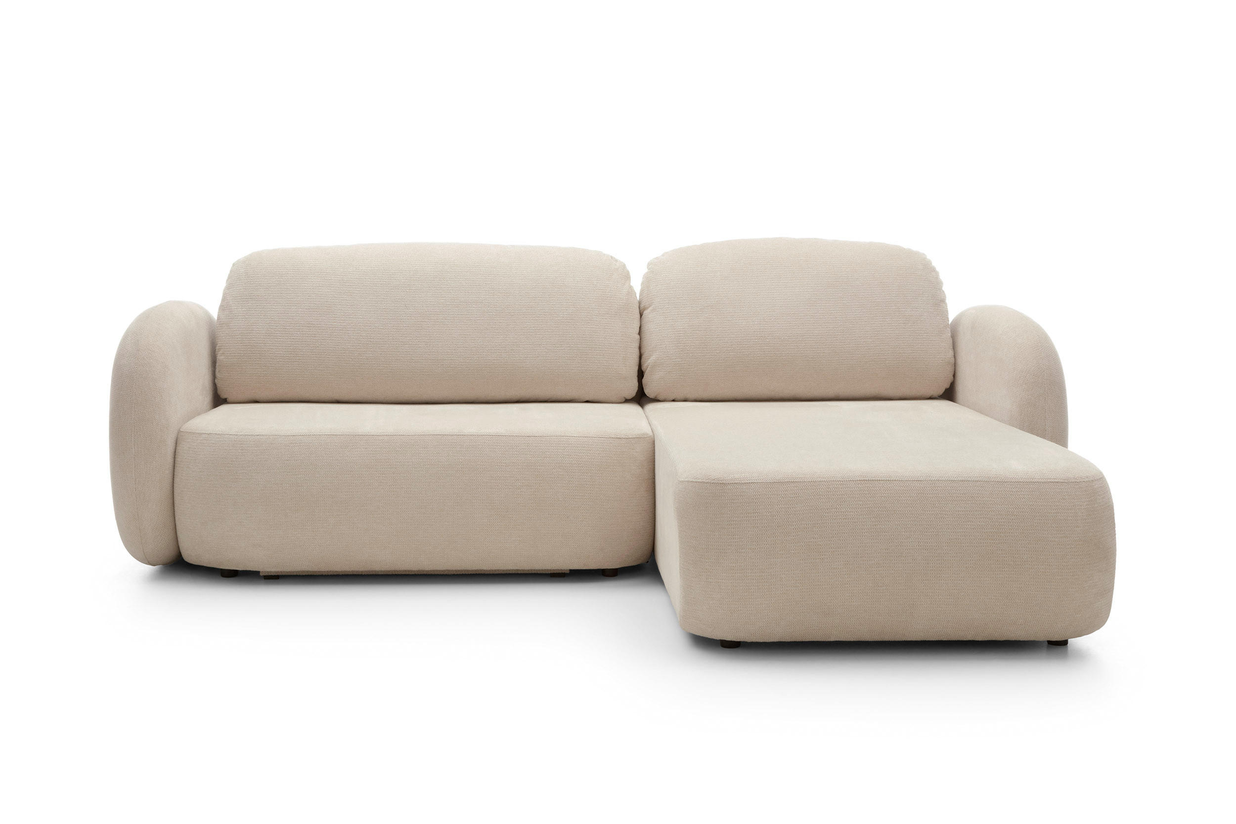 ECKSOFA OLIO L-Form Schlaffunktion mit Bettkasten, lose Rückenkissen, freistehend, RECHTS 248x174 cm Beige - Beige, Holz/Textil (248/174cm) - DomoHome