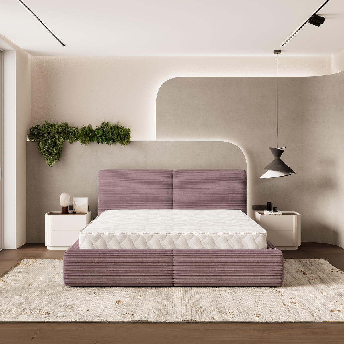 ČALOUNĚNÁ Postel FELURO 140x200 cm Vřesová - šeříková, kompozitní dřevo/textil (140/200cm) - MASSENO