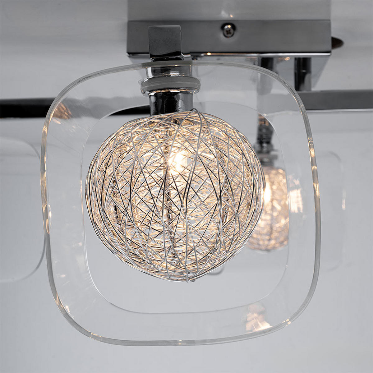 LED DECKENLEUCHTE Florentin Aluminium Silber - Silberfarben, Glas (58/58/18cm) - Brilliant