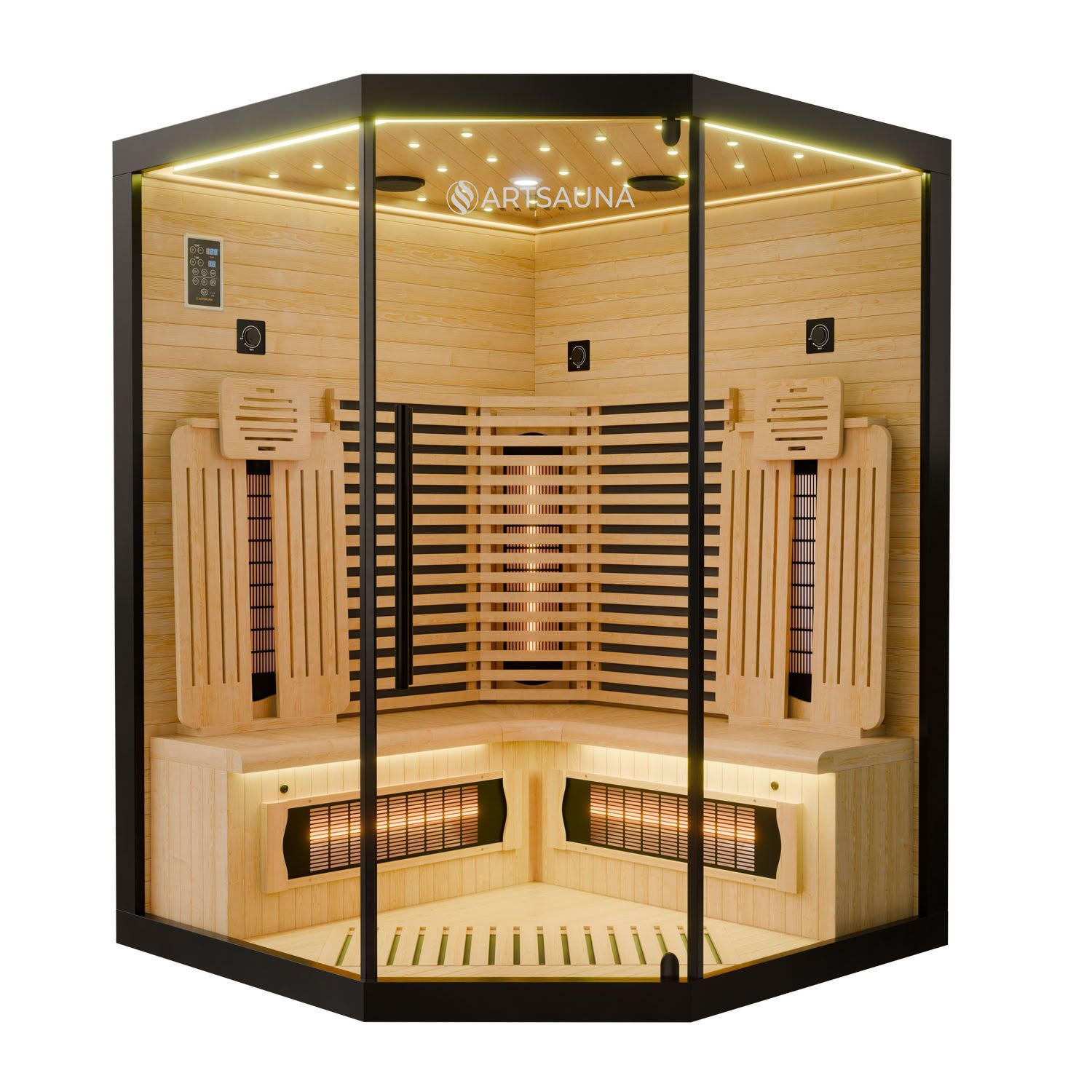 INFRAROTKABINE Malmö140 schwarz mit Dual-Technologie & Hemlockholz - Schwarz, Holz (140/190/140cm) - Artsauna