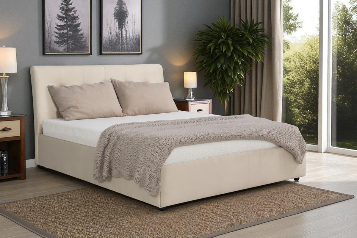 POLSTERBETT mit Bettkasten und Matratze SOLIS, Beige, 180x200 cm - Beige, Textil (180/200cm) - KS Home Concept