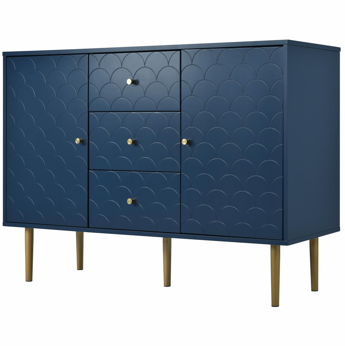 KOMMODE mit 2 Türen und 3 Schubladen 120 x 40 x 83 cm Marineblau - Blau, Metall (40/83/120cm) - Meubliv