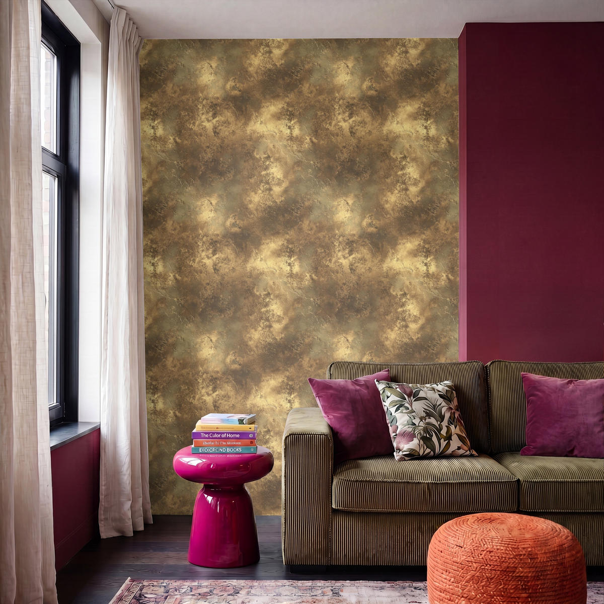 TAPETE - Antik - Metallic-Look - Gold - 180x280 cm - Messingfarben, Papier (180/280cm) - OnlyWow