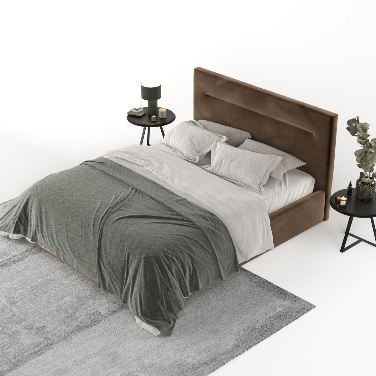 POLSTERBETT Liline 140/200 cm Braun im Kronos Stoff - Schwarz/Naturfarben, Holz/Holzwerkstoff (140/200cm) - AltaBeds