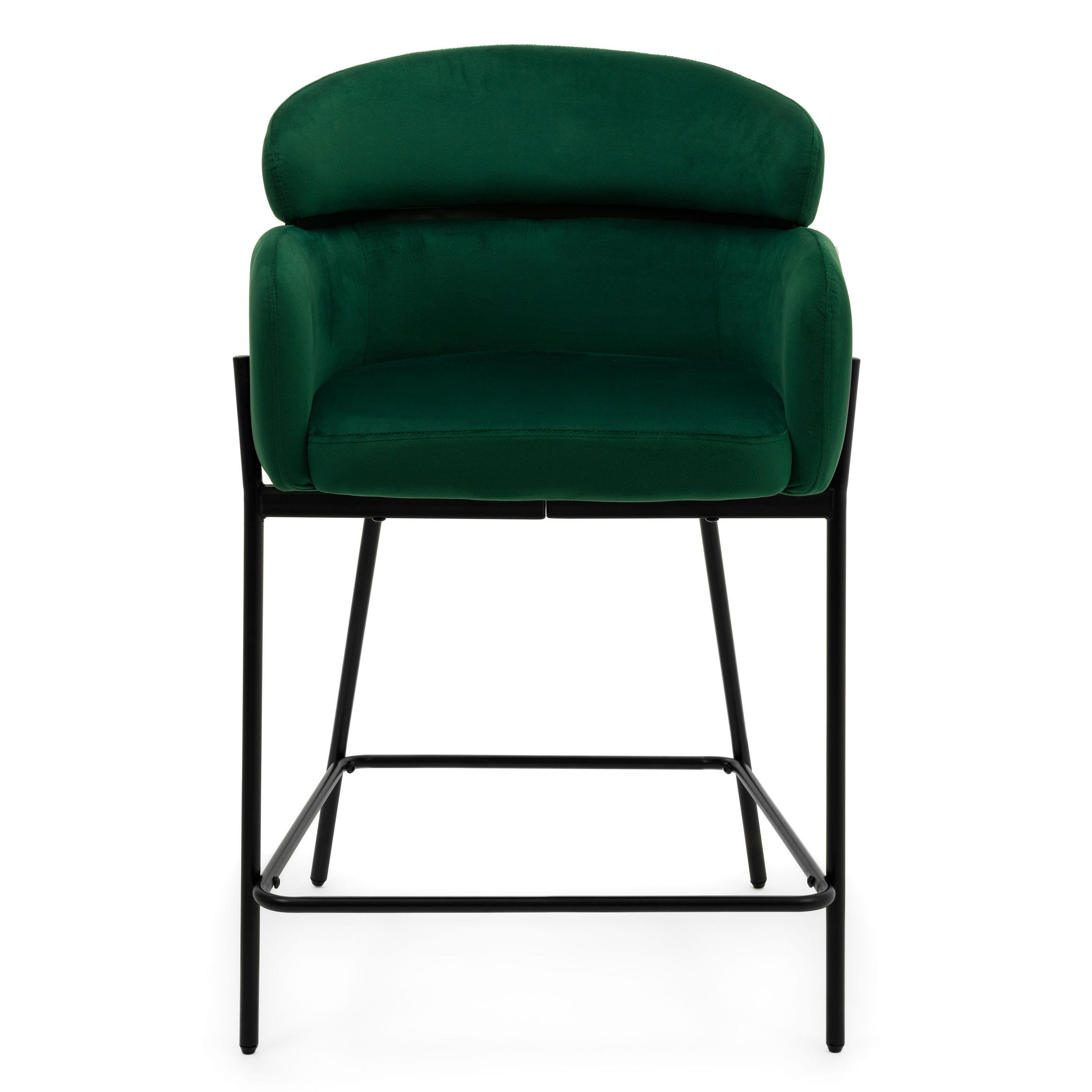 BARHOCKER BOLZANO gepolsterter mit Steppung - grün - Samt Velour - Schwarz/Grün, Textil/Metall (60/99/55cm) - NEW HOME