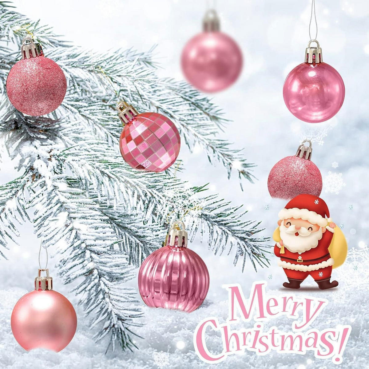 WEIHNACHTSKUGELN 36-teiliges Set Kunststoff 4 cm Rosa - Pink, Kunststoff (4/4/4cm)