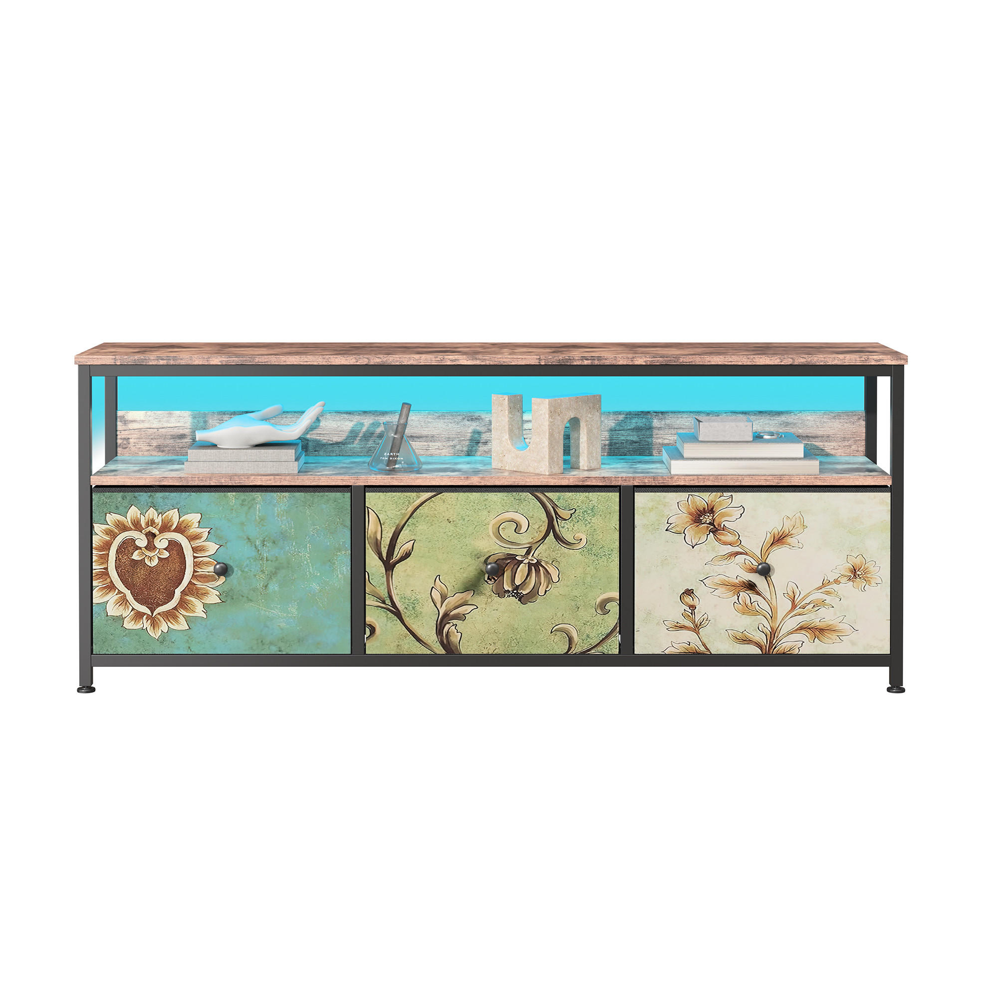 TV-LOWBOARD 137x30x57 cm mit Schubladen, verstellbarer LED und Stauraum - Multicolor, Holz/Metall (30/57/137cm) - PARAFTA HOME