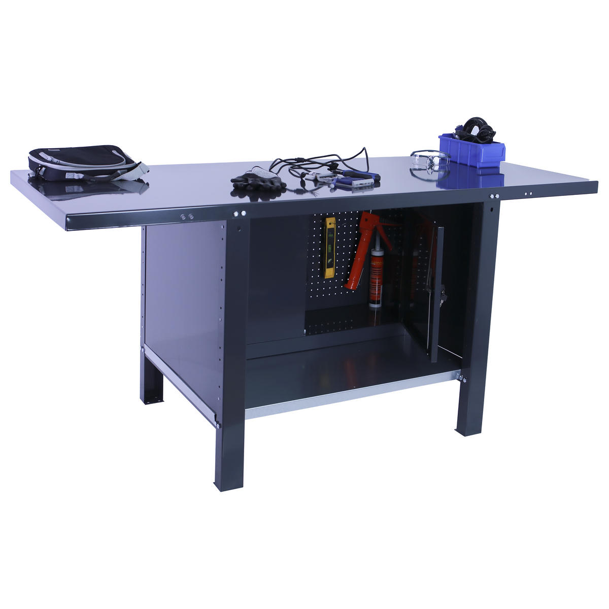 WERKBANK Buffalo Metal mit Schrank HxBxT 83 x 150 x 73 cm Traglast 700 kg Anthrazit - Anthrazit, Metall (150/83/73cm) - PROREGAL