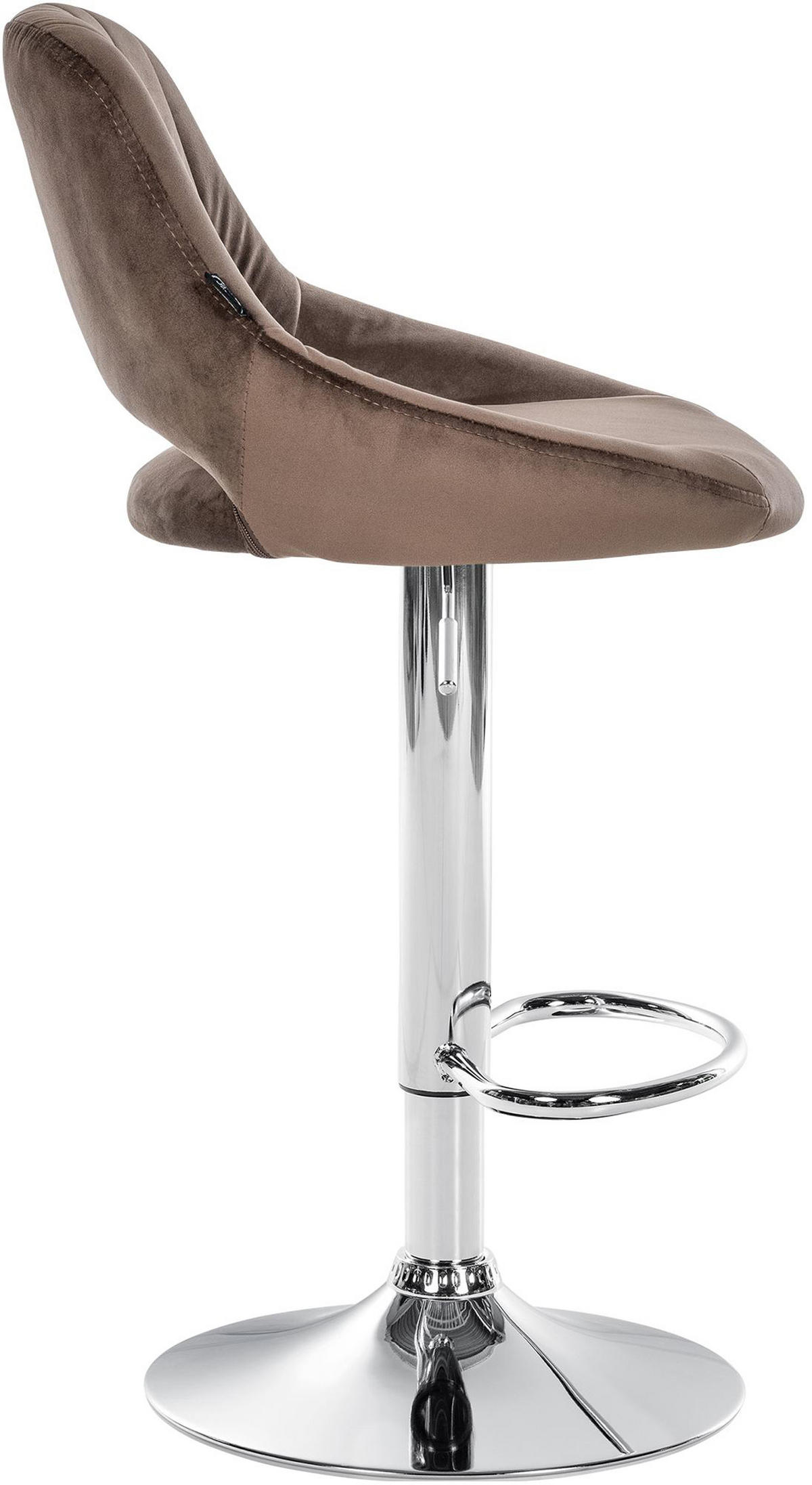 BARHOCKER 2er Set Milos Samt C braun - Chromfarben/Braun, Textil/Metall (47/106/48cm) - TPFLiving