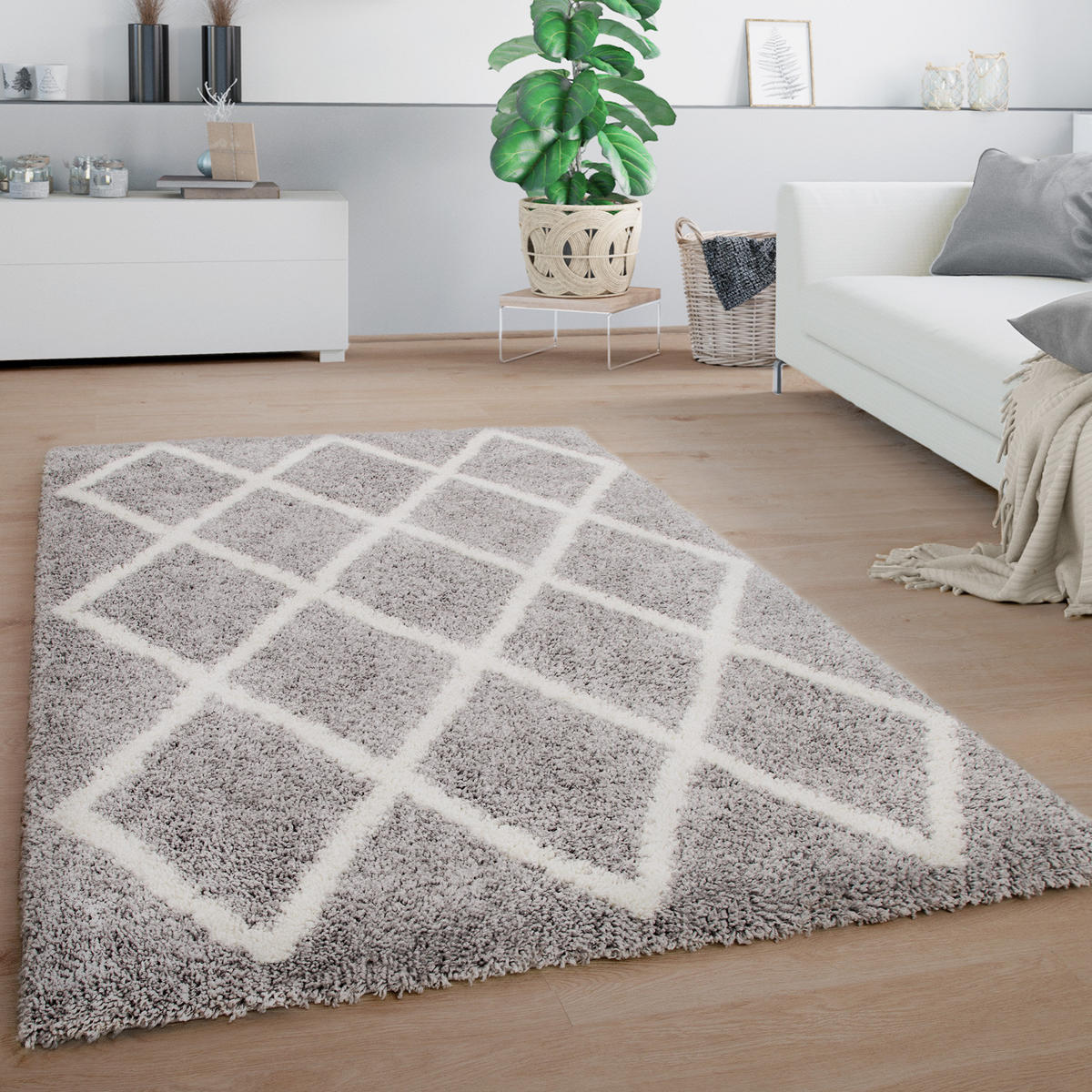 HOCHFLORTEPPICH 60/100 cm Arezzo 681 - Dunkelgrau, Textil (60/100cm) - Paco Home