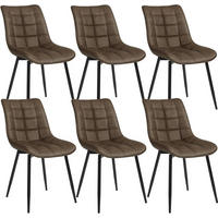 ESSZIMMERSTUHL 6er Set, Sitzfläche aus Kunstleder - Schwarz/Braun, Metall (46.5/85.5/46cm) - Woltu