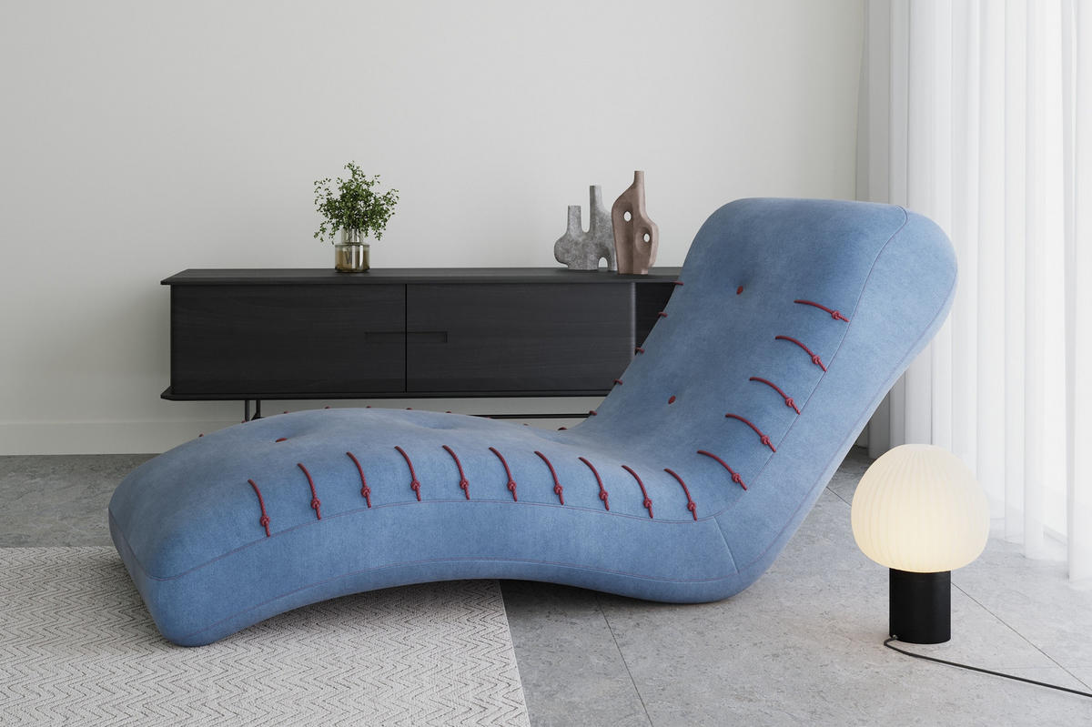 CHAISELONGUE SPLINE - Blau, Holzwerkstoff (83/80/172cm) - Möblo