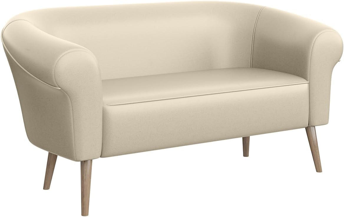 SOFA Emilia (2-Sitzer) - Buchefarben/Creme, Holzwerkstoff/Buchenholz (136/70/57cm) - Meblini