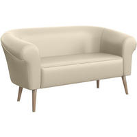 SOFA Emilia (2-Sitzer) - Buchefarben/Creme, Holzwerkstoff/Buchenholz (136/70/57cm) - Meblini