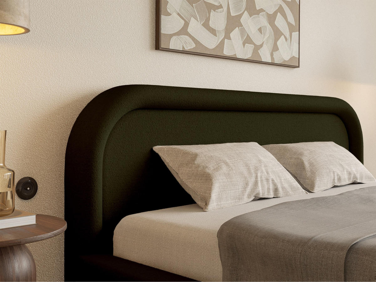 POLSTERBETT Ruvi Olivgrün 160x200 cm - Schwarz/Olivgrün, Holz/Textil (160/200cm) - Selsey