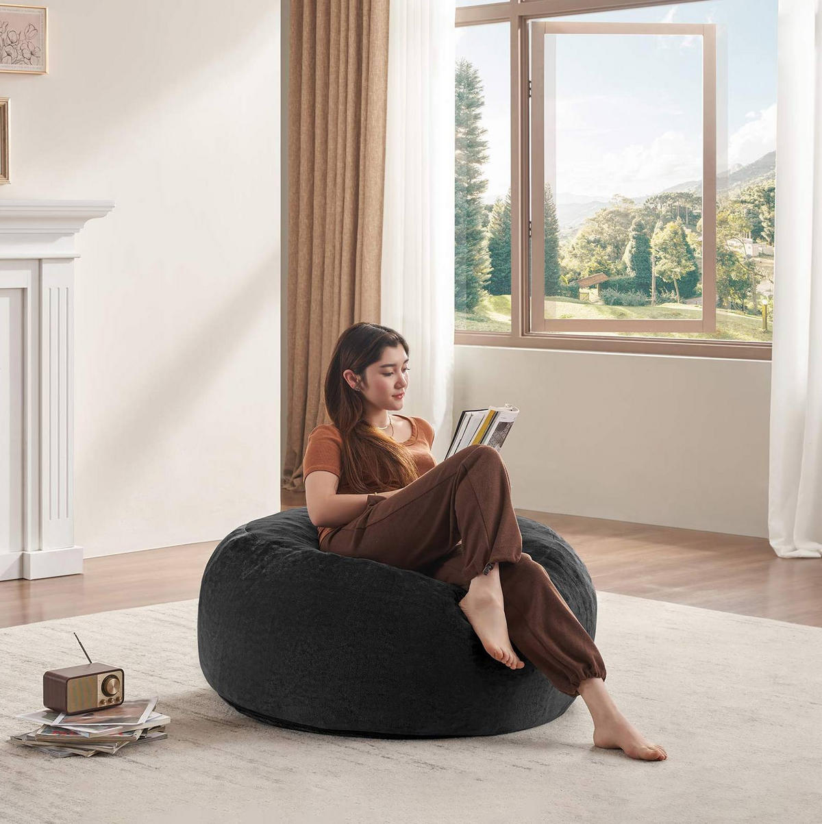 SITZSACKSOFA klappbar ca. 122 cm Schwarz - Schwarz, Kunststoff (90/50/90cm) - Beauniv
