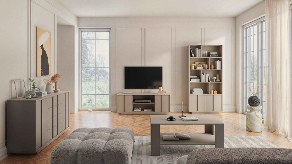 KOMMODE PIANO 160/97,5/41cm mit 4 Schubladen 2 Türen Kaschmir - Kaschmir, Holzwerkstoff (160/97.5/41cm) - MASSENO