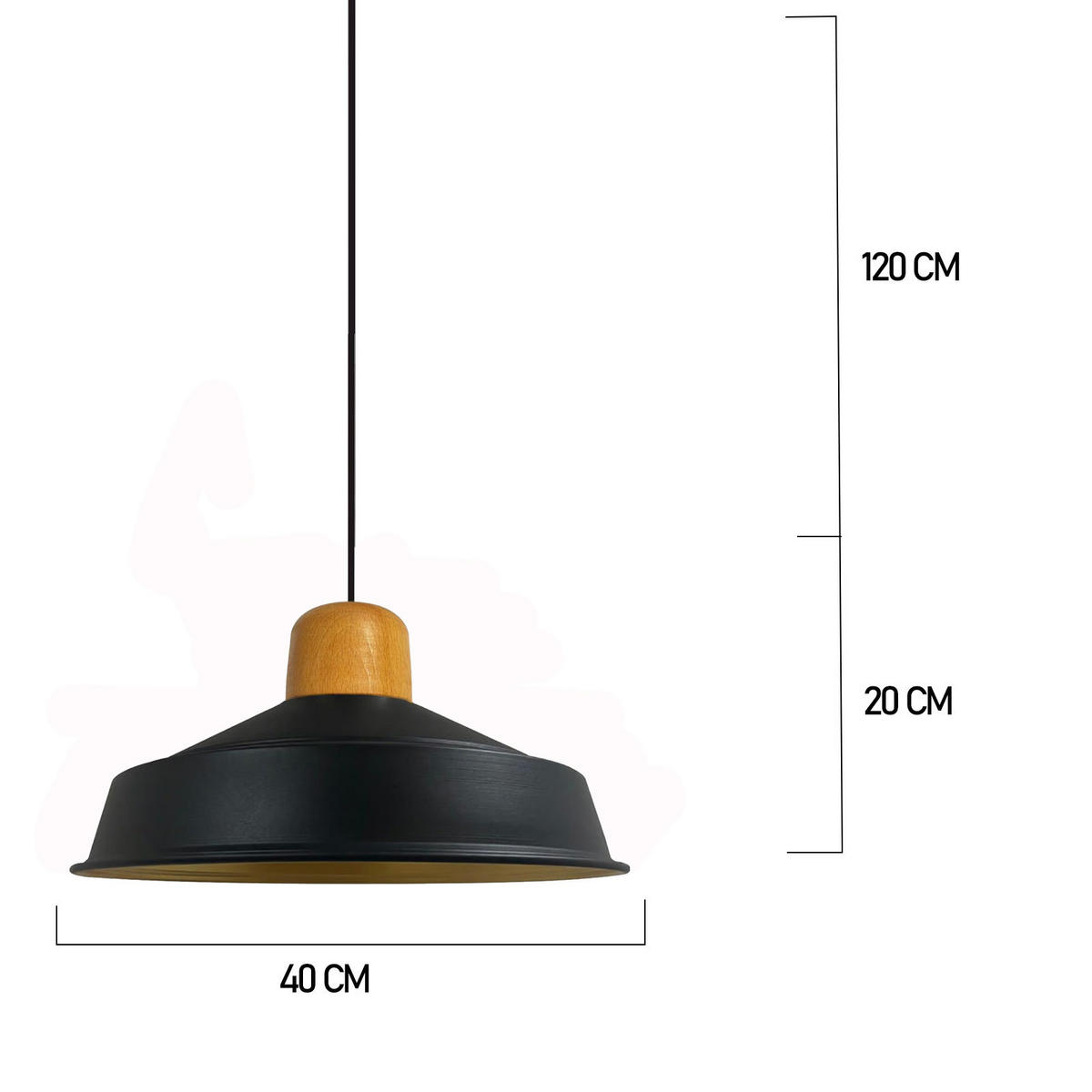 PENDELLEUCHTE Asletl 40/20 cm - Schwarz, Holz/Metall (20/40/20cm) - Bamyum