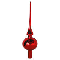 BAUMSPITZE Uni-Design Glanz Rot 26cm (Glas / 1 Stk.) - Rot, Glas (26cm) - Krebs Glas Lauscha