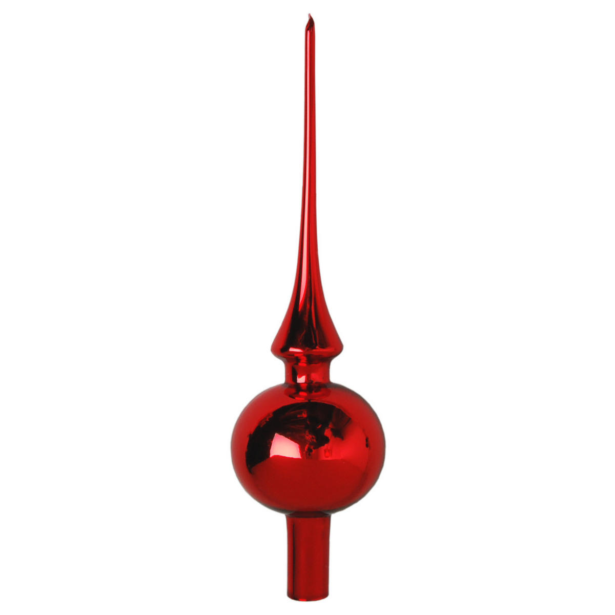 BAUMSPITZE Uni-Design Glanz Rot 26cm (Glas / 1 Stk.) - Rot, Glas (26cm) - Krebs Glas Lauscha