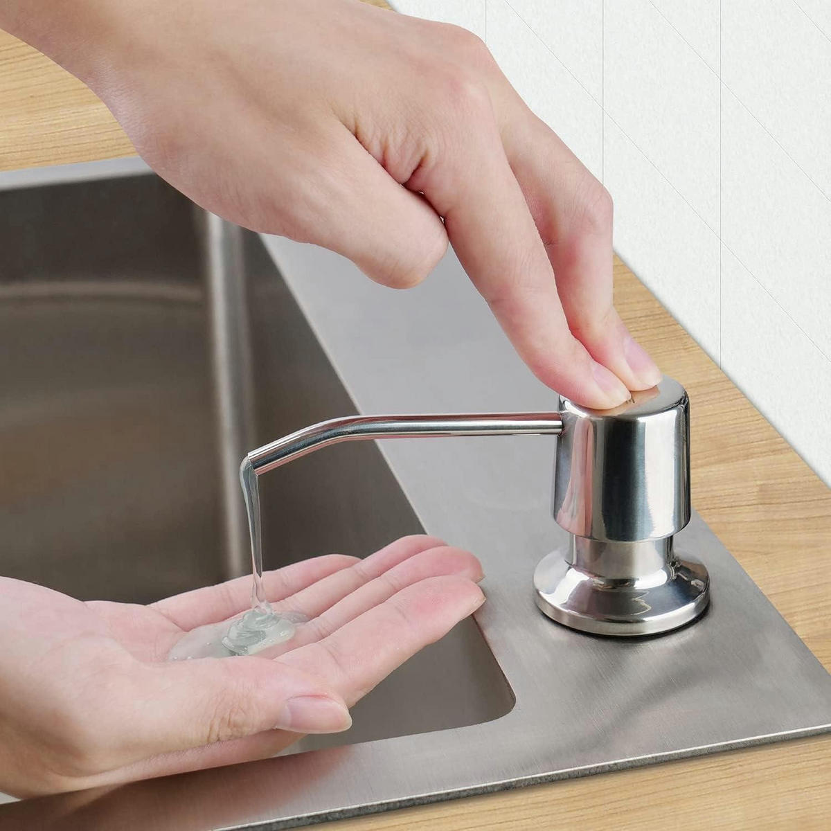 SPÜLMITTELSPENDER Einbau Edelstahl 500 ml - Silberfarben, Metall (11.8/7/21.2cm)