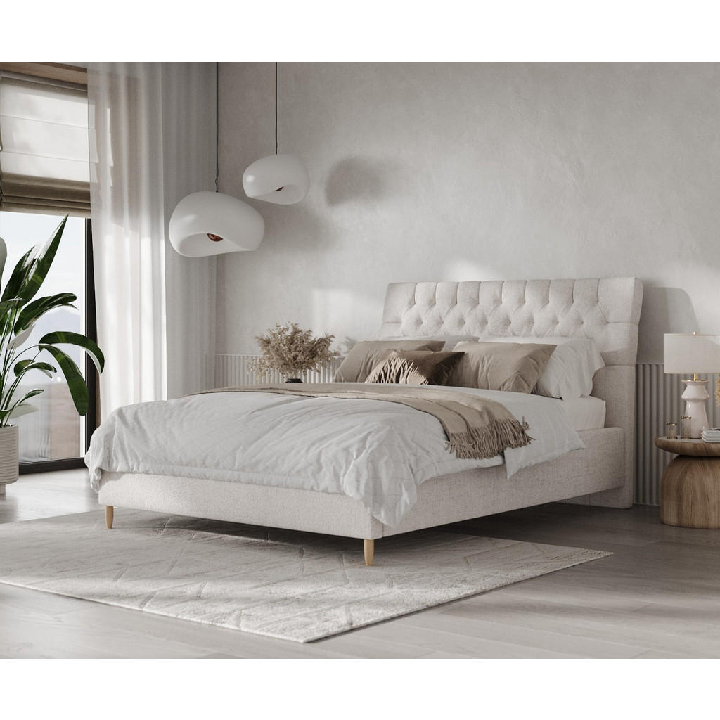 Thumbnail - AltaBeds Polsterbett, Sand, Textil, Buche, Kiefer, 140x200 cm, Oeko-Tex® Standard 100, DIN EN 1021-1, Handmade in Europe...