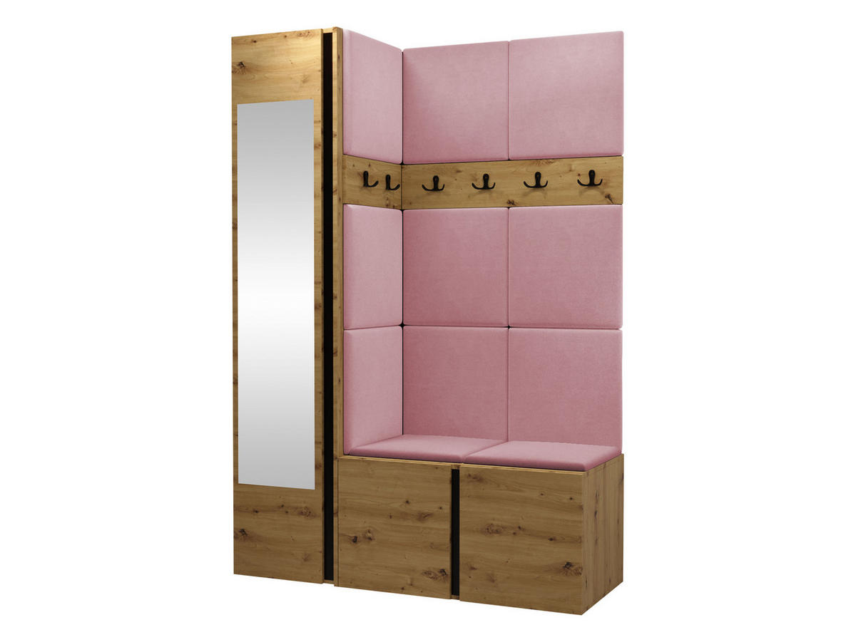 GARDEROBEN-SET Orion X - Eiche Artisan/Rosa, Holzwerkstoff/Kunststoff (124/186/46cm) - MIRJAN24