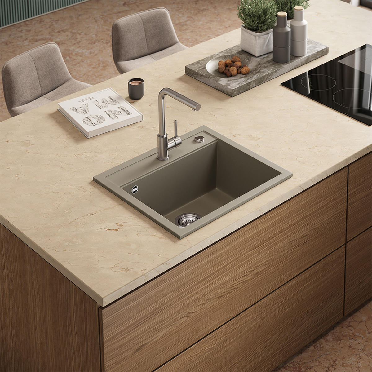 UMYVADLO Paris Beton - šedá, keramika (57/20/51cm) - Bergstroem