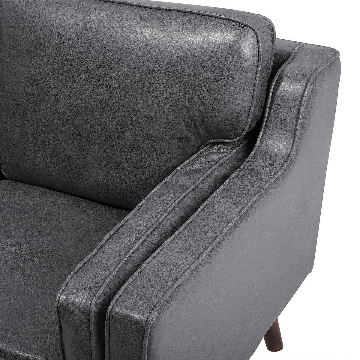 2-SITZER-SOFA Kunstleder Grau Lokka - Dunkelgrau, Textil (150/85/83cm) - Beliani
