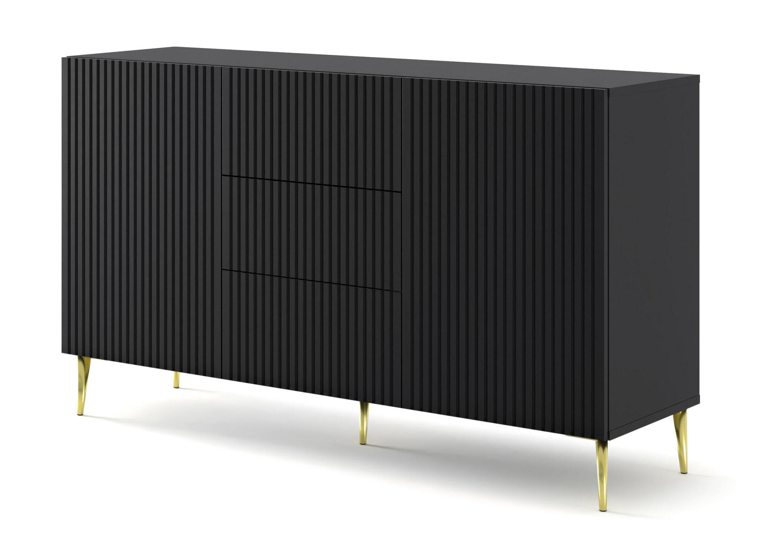 Furnlux Sideboard Schwarz, Gold 150x87x42 cm