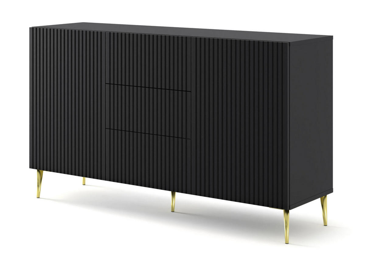 SIDEBOARD SCHWARZ - Goldfarben/Schwarz, Holzwerkstoff (150/87/42cm) - FURNLUX