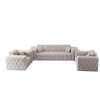SOFASET Chantal In Moly - Creme, Holzwerkstoff/Textil (251/78/96cm) - Fun Möbel
