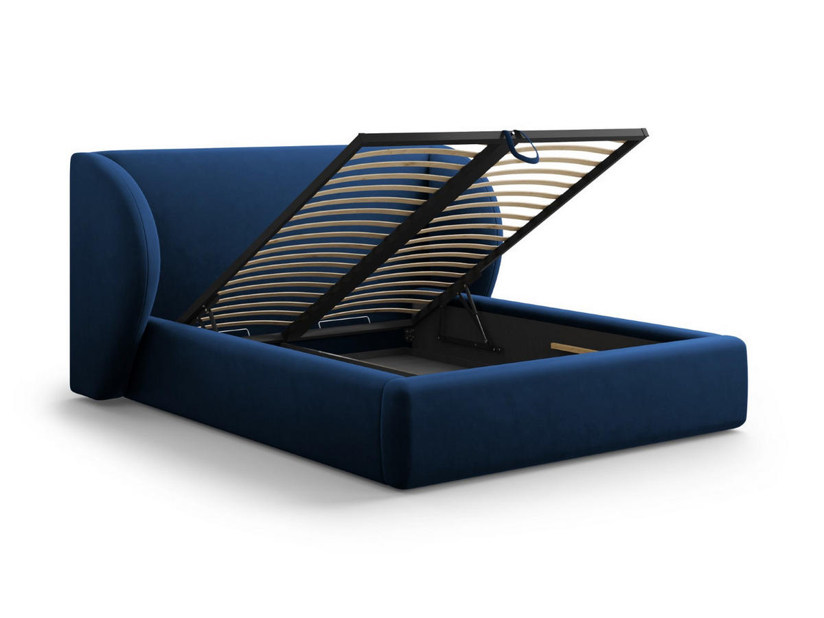 BETT mit Bettkasten und Kopfteil Miley aus Samt königsblau 200x200cm - Blau, Textil (200/200cm) - Micadoni