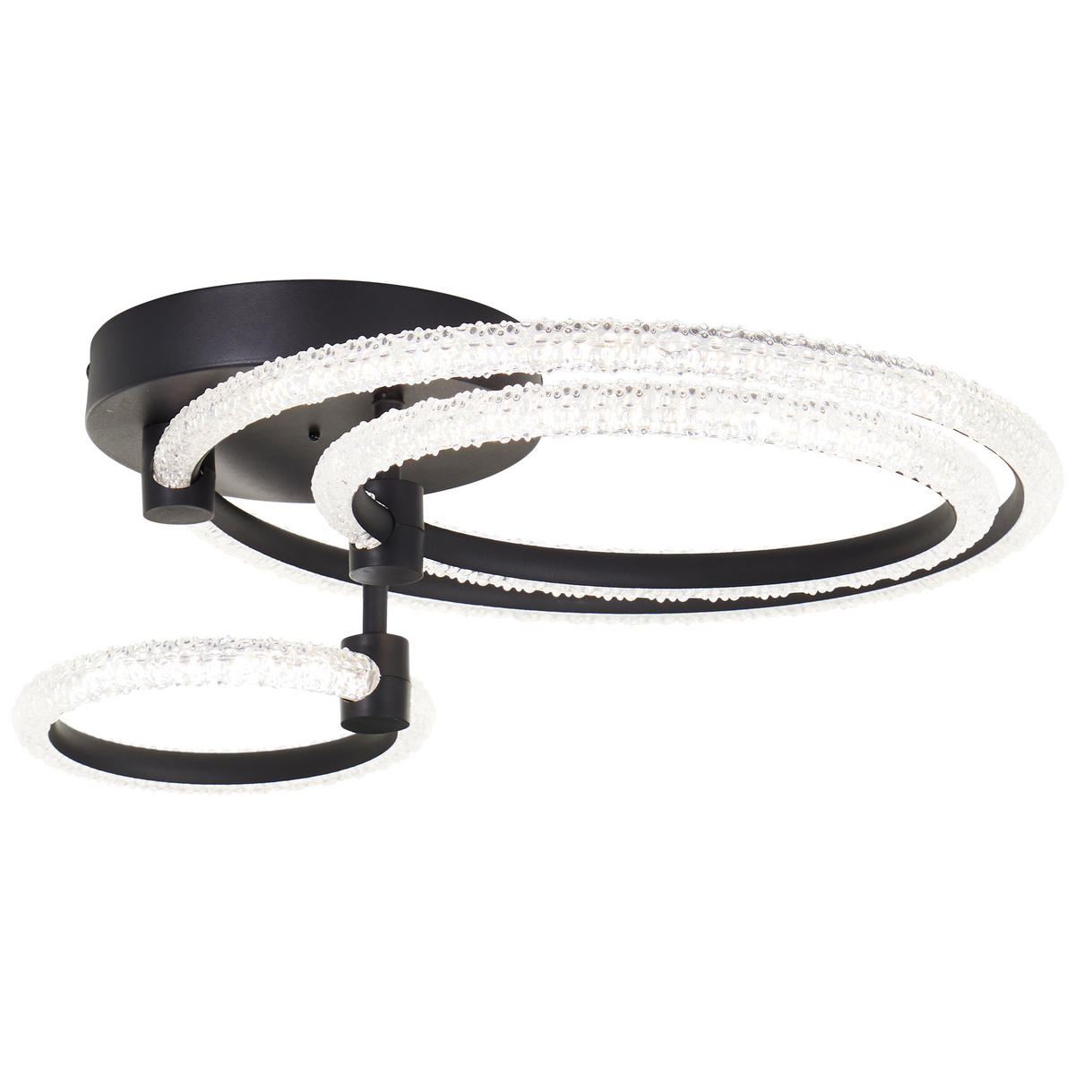 LED DECKENLEUCHTE Aydin Schwarz matt/Transparent 42/56,5/15,5 cm - Multicolor, Kunststoff (42/56.5/15.5cm) - Brilliant