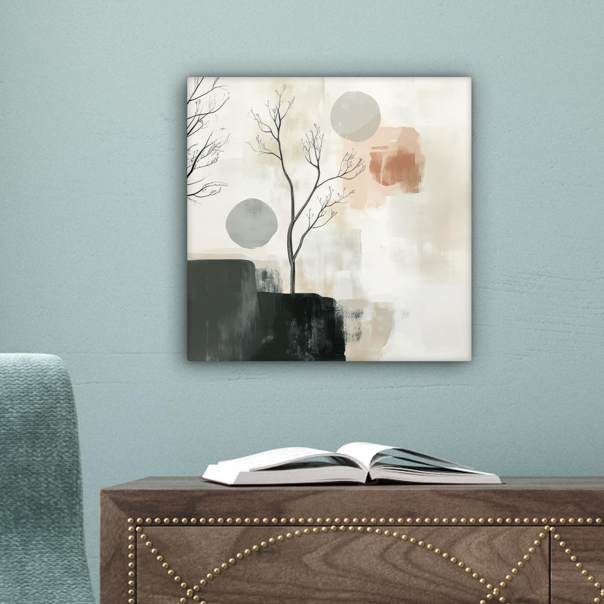 LEINWANDBILD Wabi sabi - Beige - Pflanze 20x20 cm - Sandfarben, Textil (20/20cm) - MuchoWow