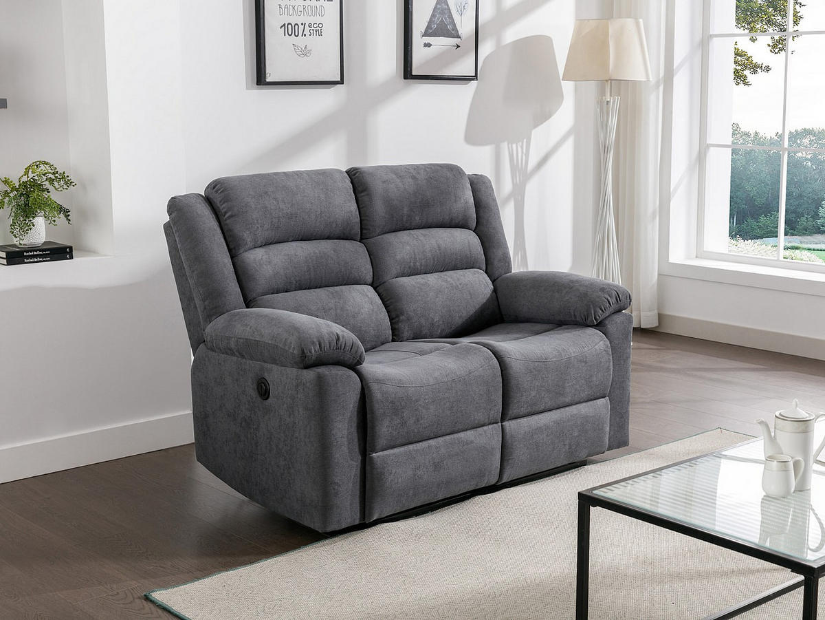 RELAXSOFA - 2 Personen - stoff - grau Burolo - Grau, Textil (144/103/95cm) - Vente-Unique