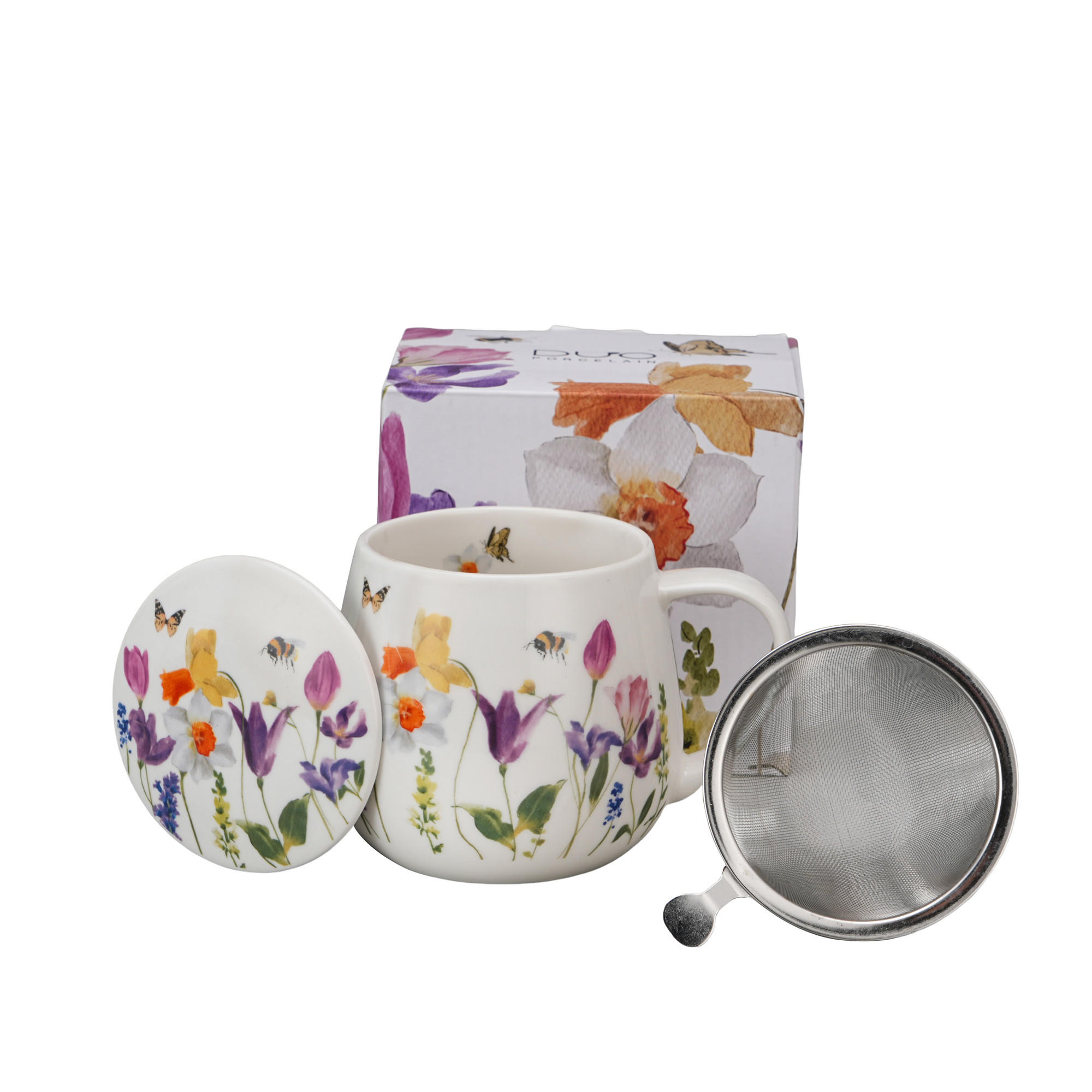 TEETASSE mit Sieb in Fassform MAY - Weiß, Keramik (0.43L) - DUO PORCELAIN