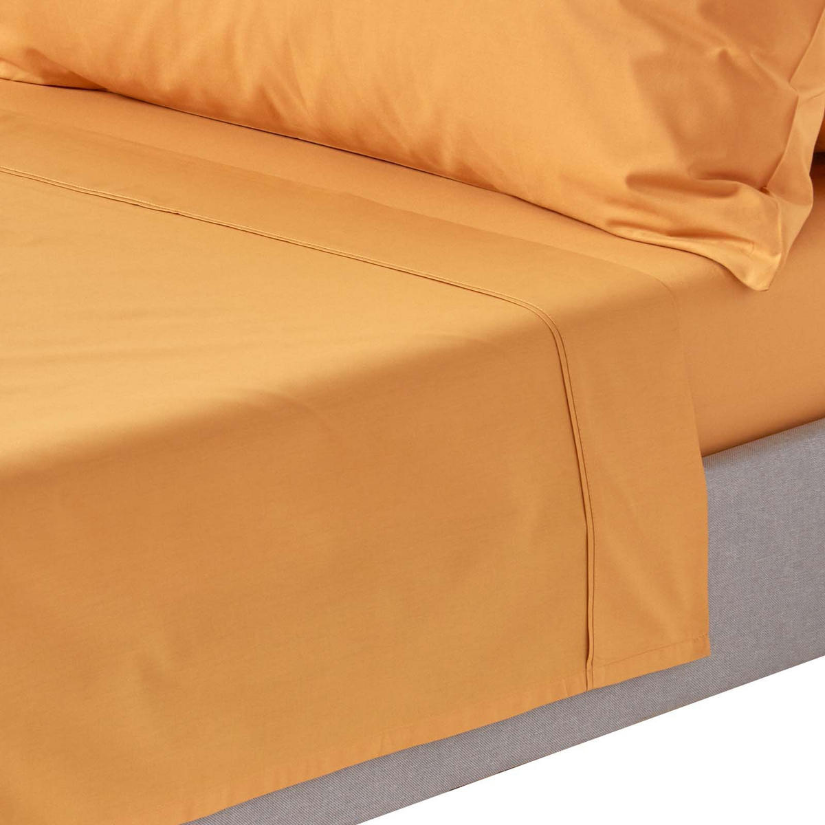 BETTLAKEN ohne Gummizug, Ägyptische Baumwolle, Fadendichte 200 - Gelb, Textil (240/300cm) - Homescapes