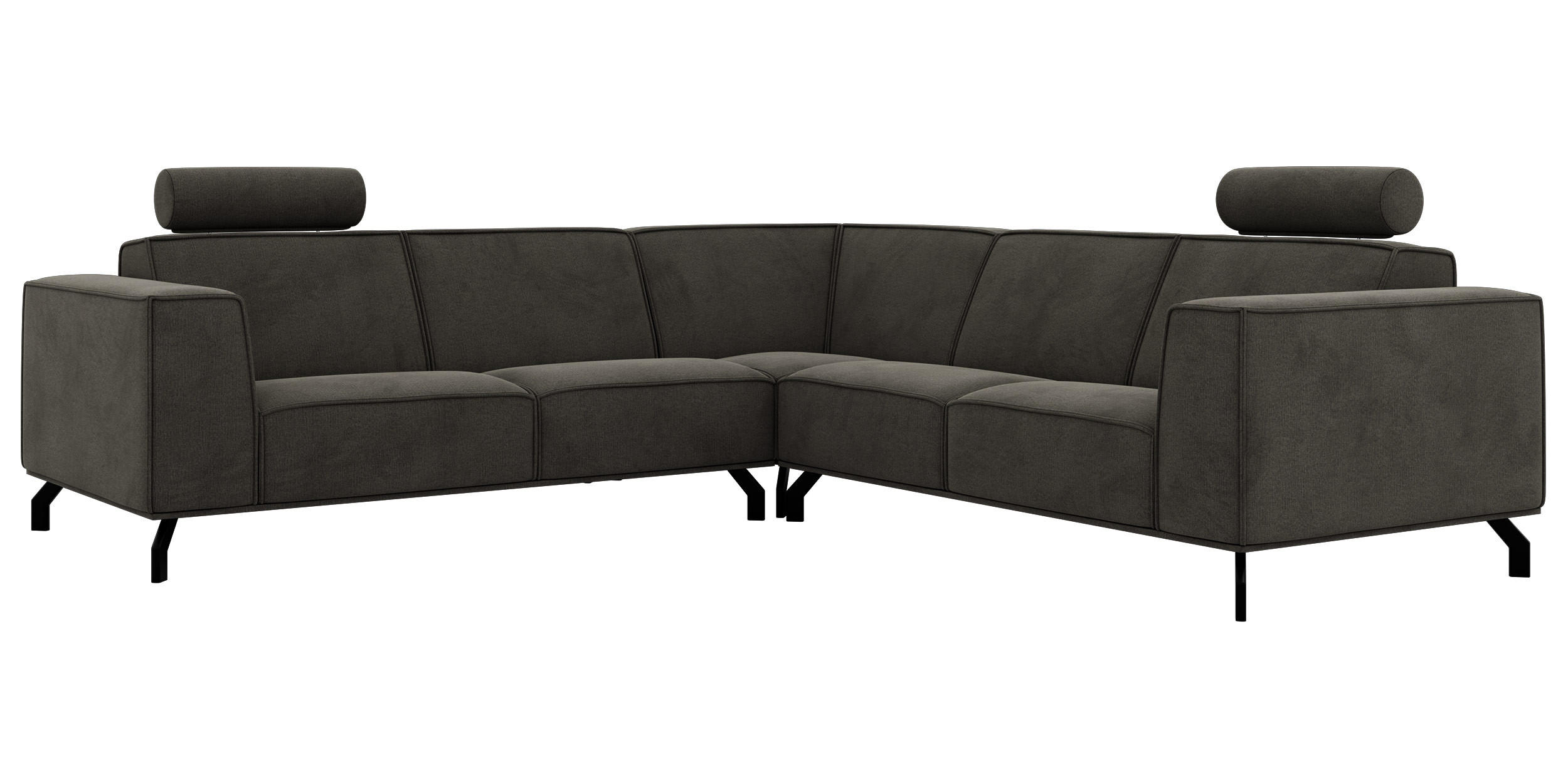 ECKSOFA VESANO L - Dunkelgrau Velvet - Dunkelgrau/Schwarz, Textil/Metall (260/260cm) - MKS
