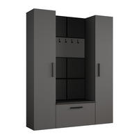 GARDEROBENSCHRANK MODULO 160,6/204/40 cm Modern Garderobe-Set Grau - Schwarz/Grau, Holzwerkstoff (160.6/204/40cm) - MASSENO