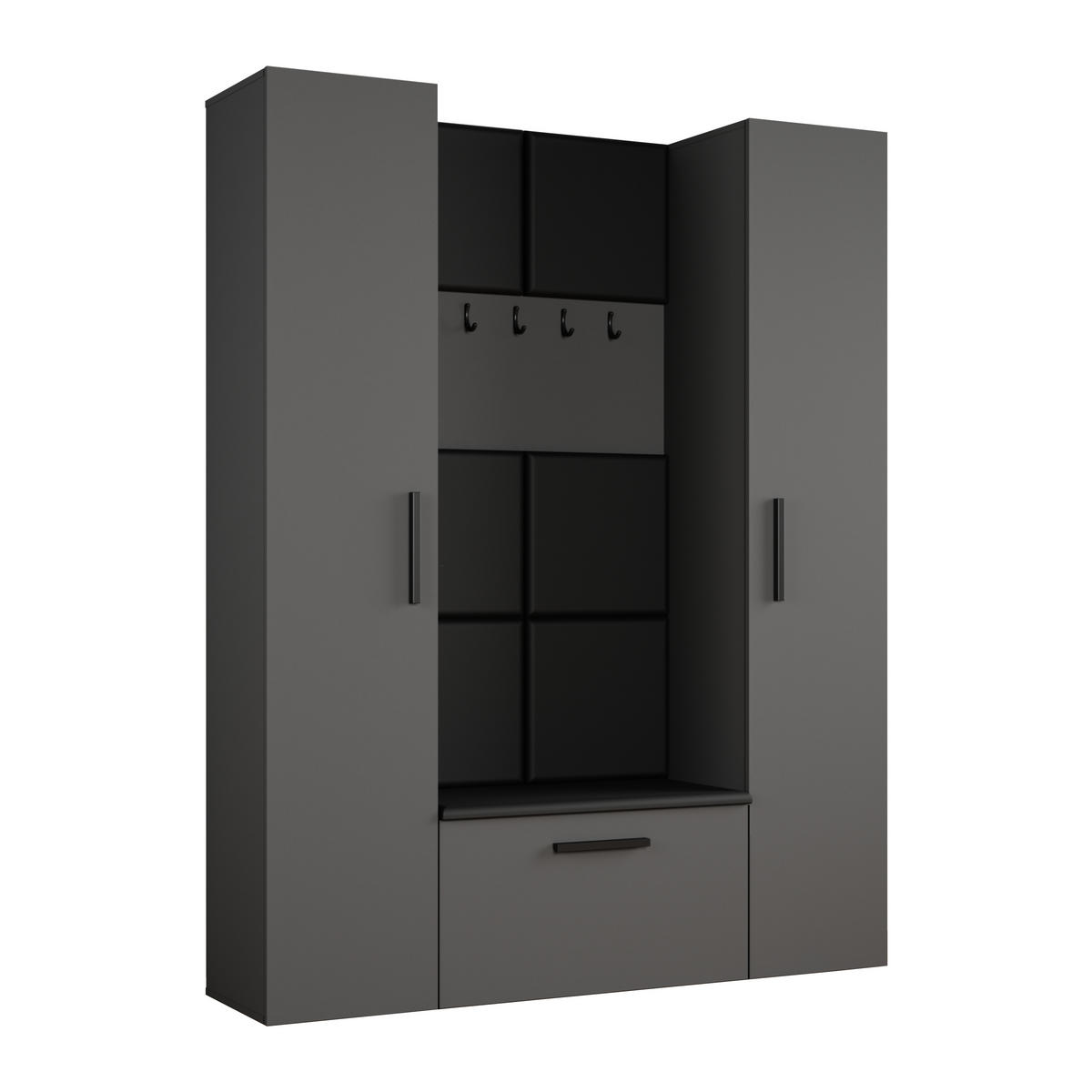 GARDEROBENSCHRANK MODULO 160,6/204/40 cm Modern Garderobe-Set Grau - Schwarz/Grau, Holzwerkstoff (160.6/204/40cm) - MASSENO