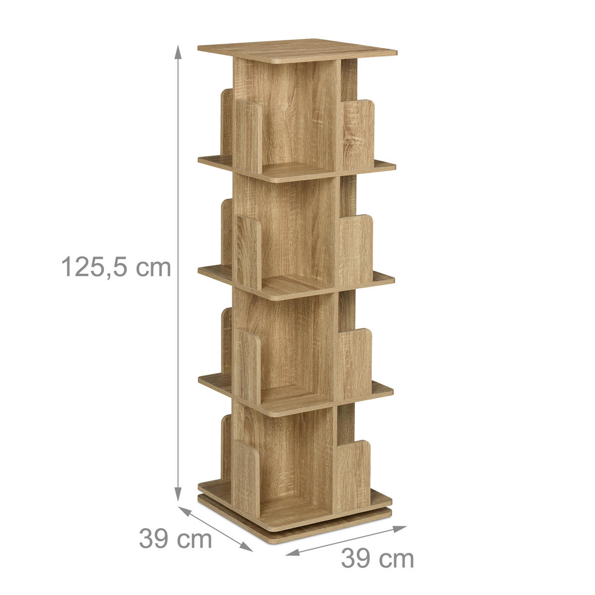 BÜCHERREGAL - Hellbraun, Holzwerkstoff/Metall (39/125.5/39cm) - Relaxdays