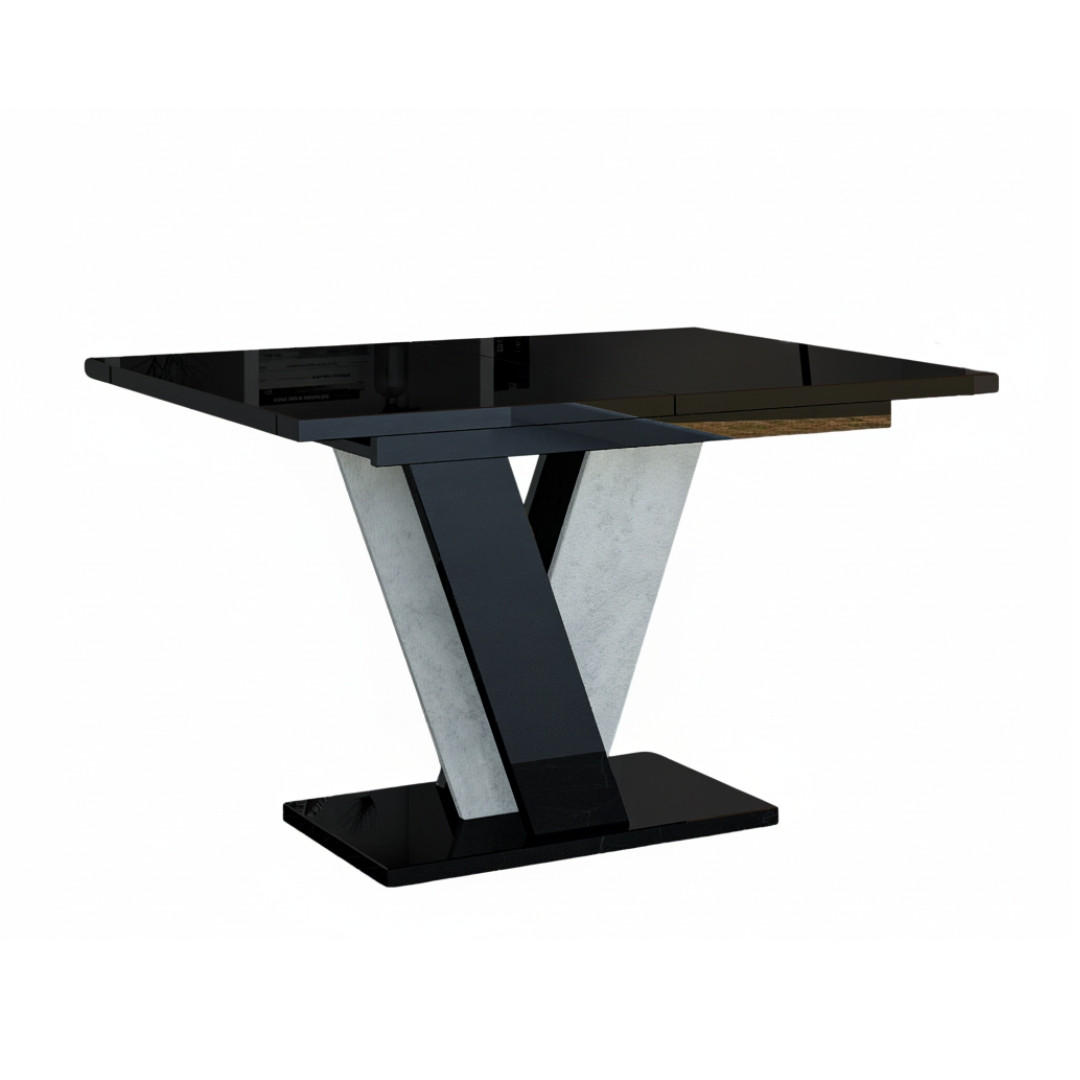 ESSTISCH Ausziehbar 120 - 160 cm Schwarz Hochglanz und Betonoptik - Schwarz Hochglanz/Grau, Holzwerkstoff (120/90/75cm) - PROSPERO