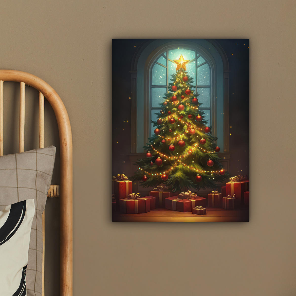 LEINWANDBILD Weihnachtsbaum - Geschenk - Winter 30x40 cm - Grün, Textil (30/40cm) - MuchoWow