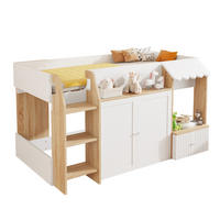 HAUSBETT 90/200 cm aus Holz – halbhohes Hochbett mit Leiter und Stauraum - Weiß, Holzwerkstoff (90/200cm) - BEAOK