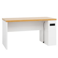 KÜCHENINSEL 155/80/90 cm Weiß mit LED Beleuchtung, Steckdose und offenen Ablagen - Weiß, Holz (80/90/155cm) - Oxeza