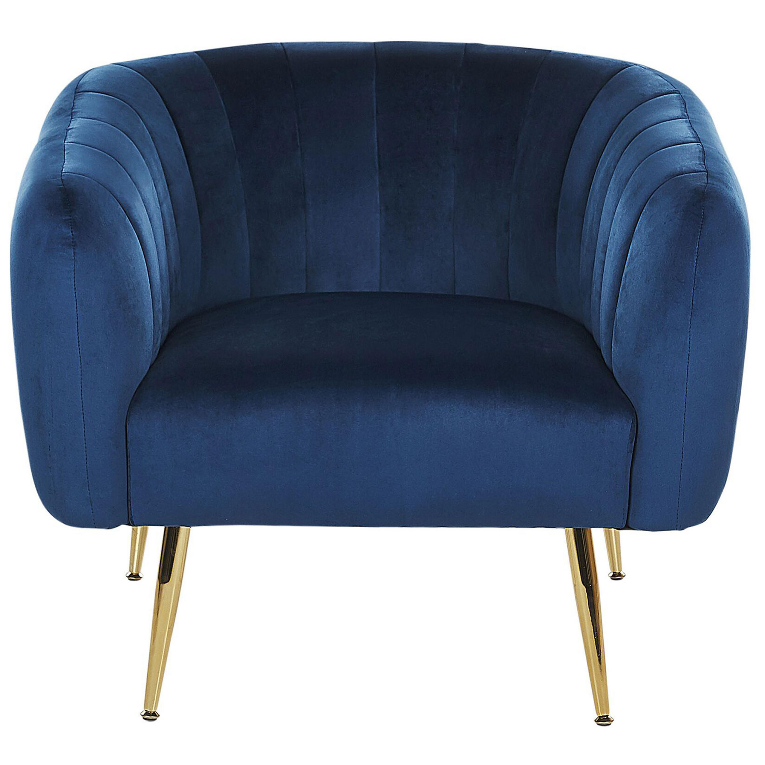 SESSEL Samtstoff Blau Laconia - Blau, Textil/Metall (85/72/62cm) - Beliani