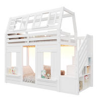 ETAGENBETT Mit LED Weiß 90x200 cm - Weiß, Holz (90/200cm) - ComfortXL