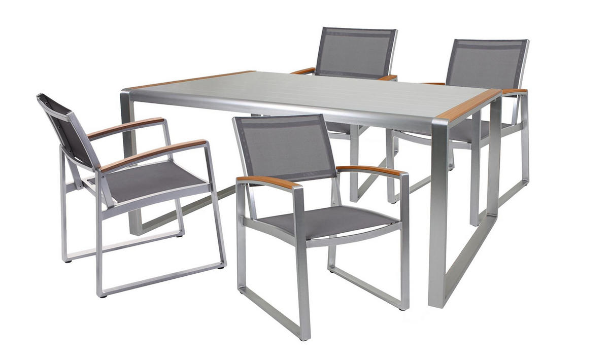 GARTEN-SITZGRUPPE Andy 5-teilig Kunststoffgewebe - Hellbraun, Kunststoff - DELUKE